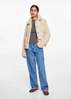 MANGO Płaszcze I Kurtki*Futrzana kurtka z kieszeniami