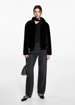 MANGO Płaszcze I Kurtki*Futrzany płaszcz na zamek