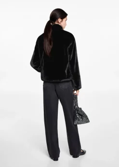 MANGO Płaszcze I Kurtki*Futrzany płaszcz na zamek