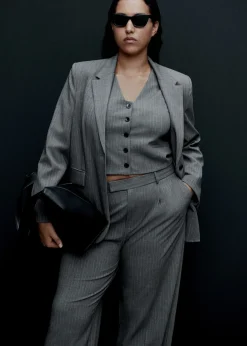 MANGO Kamizelki*Garniturowa kamizelka w prążki