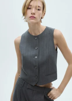 MANGO Kamizelki*Garniturowa kamizelka w prążki