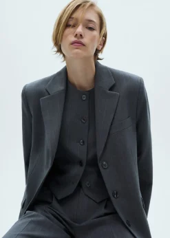 MANGO Kamizelki*Garniturowa kamizelka w prążki