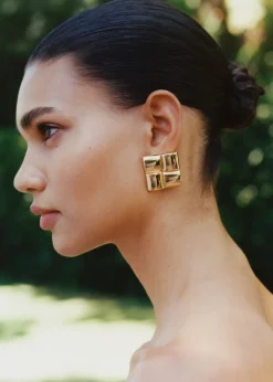 MANGO Biżuteria*Geometryczne kolczyki z wypukłym wzorem