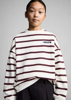 Dzieci MANGO Bluzy*Haftowana bluza w paski