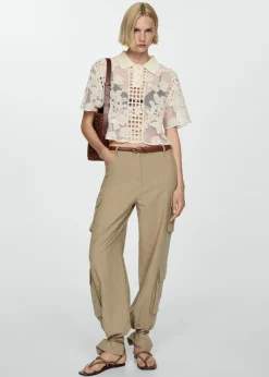 MANGO Swetry I Kardigany|Koszulki*Haftowana bluzka z ażurowymi wstawkami