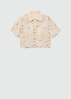 MANGO Swetry I Kardigany|Koszulki*Haftowana bluzka z ażurowymi wstawkami
