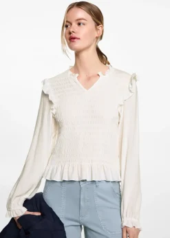 MANGO Koszule I Bluzki*Haftowana bluzka z falbankami