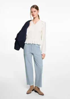 MANGO Koszule I Bluzki*Haftowana bluzka z falbankami