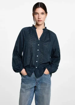 MANGO Koszule I Bluzki*Haftowana bluzka z teksturą