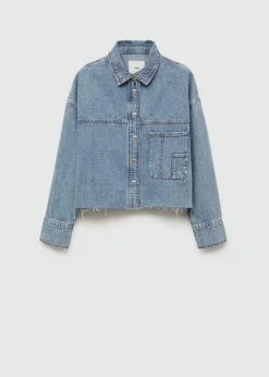 MANGO Kurtki|Koszule I Bluzki*Jeansowa bluza postrzępiony dół