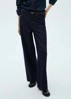 MANGO Dżinsy*Jeansy z szerokimi nogawkami i paskiem rinse wash