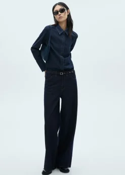 MANGO Dżinsy*Jeansy z szerokimi nogawkami i paskiem rinse wash