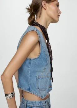 MANGO Kamizelki*Kamizelka dżinsowa z kieszeniami
