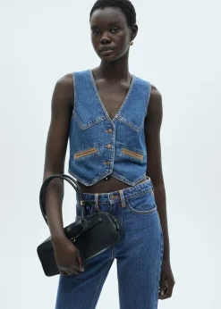 MANGO Kamizelki*Kamizelka dżinsowa z kontrastowym wykończeniem