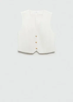 MANGO Kamizelki*Kamizelka lniana na guziki