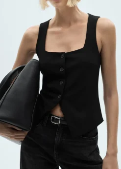 MANGO Kamizelki*Kamizelka na guziki z szerokimi ramiączkami