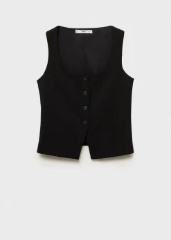 MANGO Kamizelki*Kamizelka na guziki z szerokimi ramiączkami