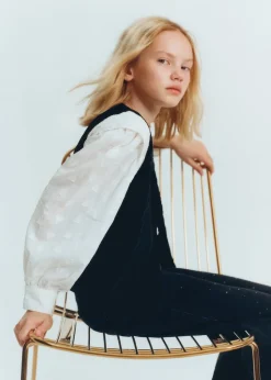 Dzieci MANGO Płaszcze I Kurtki*Kamizelka z aksamitu z haftem