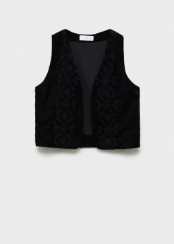 Dzieci MANGO Płaszcze I Kurtki*Kamizelka z aksamitu z haftem