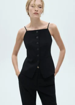 MANGO Topy|Kamizelki*Kamizelka z dekoltem halter na guziki