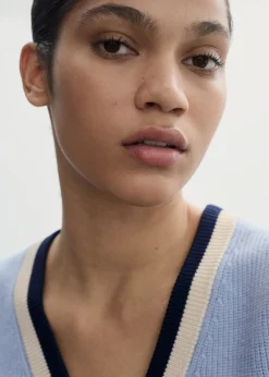 MANGO Topy|Kamizelki*Kamizelka z dekoltem w szpic i kontrastowym wykończeniem