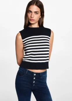 MANGO Swetry I Kardigany|Kamizelki*Kamizelka z dzianiny w paski