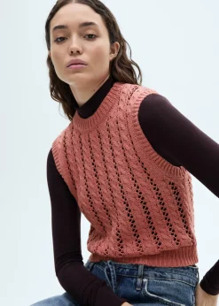 MANGO Swetry I Kardigany|Topy*Kamizelka z dzianiny z ażurem