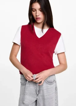 MANGO Kamizelki*Kamizelka z dzianiny z dekoltem w szpic