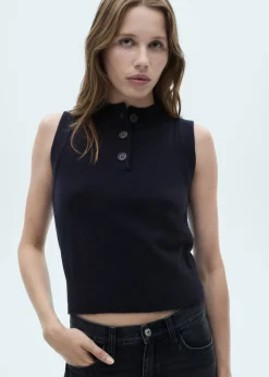 MANGO Kamizelki*Kamizelka z dzianiny z kołnierzem na guziki