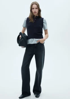 MANGO Kamizelki*Kamizelka z dzianiny z kołnierzem na guziki