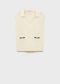 MANGO Kamizelki*Kamizelka z dzianiny z kontrastowymi kieszeniami