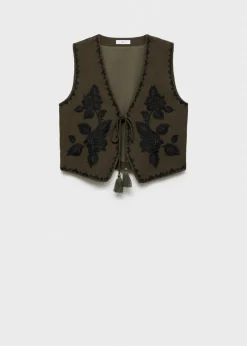 MANGO Kamizelki*Kamizelka z kwiatowym haftem