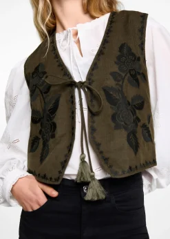 MANGO Kamizelki*Kamizelka z kwiatowym haftem