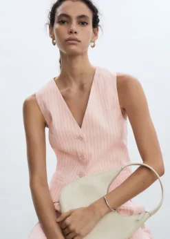 MANGO Kamizelki*Kamizelka z lnu w paski