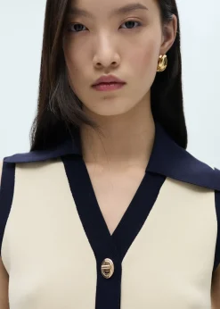 MANGO Kamizelki*Kamizelka za guziki z kontrastowym wykończeniem