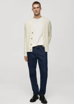 MANGO Kardigany I Swetry*Kardigan na guziki z grubej dzianiny z warkoczami