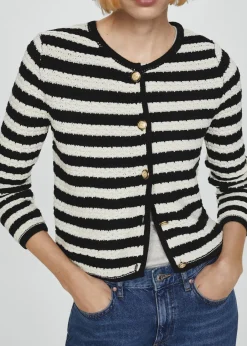 MANGO Kurtki|Swetry I Kardigany*Kardigan w paski z biżuteryjnymi guzikami