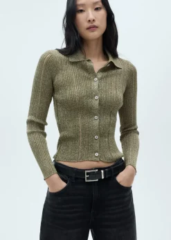 MANGO Swetry I Kardigany|Topy*Kardigan z ażurowej dzianiny lureksowej