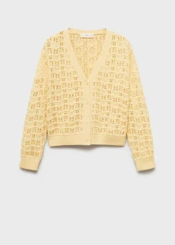 Dzieci MANGO Swetry I Kardigany*Kardigan z ażurowej dzianiny