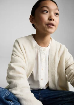 Dzieci MANGO Swetry I Kardigany*Kardigan z dzianiny z dekoltem w szpic