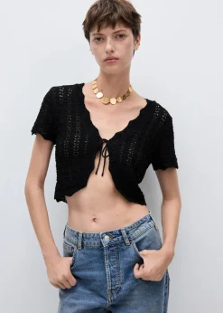 MANGO Swetry I Kardigany|Topy*Kardigan z dzianiny z wiązaniem