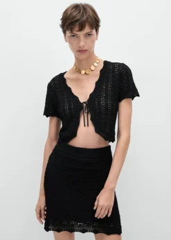 MANGO Swetry I Kardigany|Topy*Kardigan z dzianiny z wiązaniem