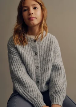 Dzieci MANGO Swetry I Kardigany*Kardigan z prążkowanej dzianiny na guziki