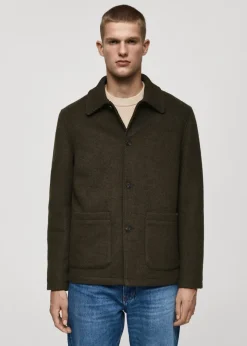 MANGO Kurtki I Koszule Wierzchnie*Kardigan z wełnianej dzianiny bouclé z kieszeniami