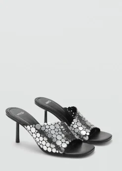 MANGO Buty*Klapki na obcasie z metalicznymi ozdobami