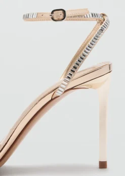 MANGO Buty*Klapki na obcasie z paskiem ze strasu