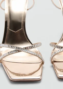 MANGO Buty*Klapki na obcasie z paskiem ze strasu