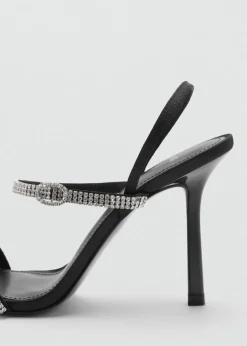 MANGO Buty*Klapki na obcasie z paskiem ze strasu