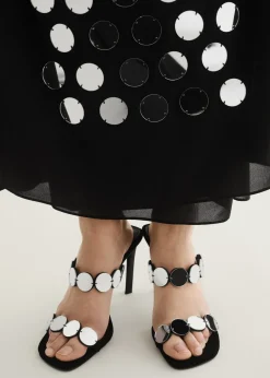 MANGO Buty*Klapki skórzane na obcasie z lusterkami