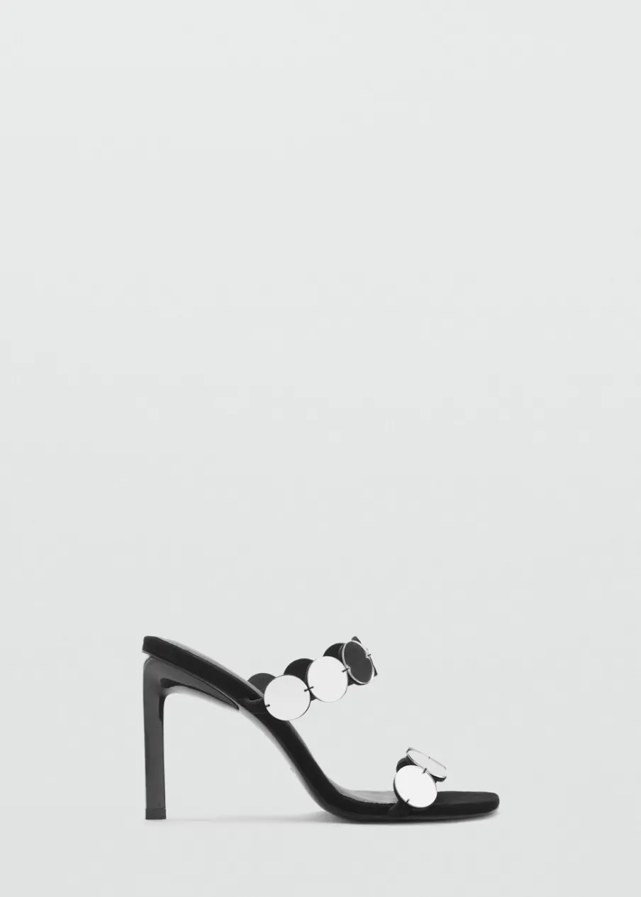 MANGO Buty*Klapki skórzane na obcasie z lusterkami